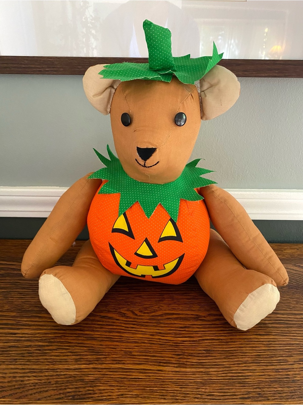 Vintage 1980s 90s Halloween Teddy Bear Jack O Lantern Pumpkin Bear